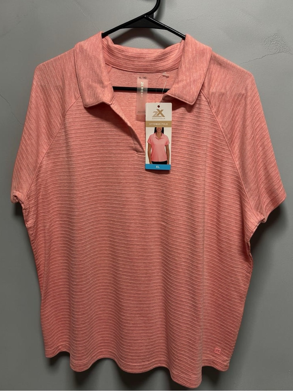 NWT ZeroXposur Ottoman Polo Shirt Coral Pink XL